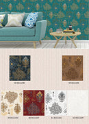 Luxury Vintage Persian Rug / Classic Arabesque Damask PVC Wallpaper - METALLIC WALLPAPER ROLLS ID211201-ID211209