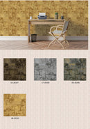 Industrial Faux Concrete / Distressed Metallic Square Tile PVC Wallpaper -METALLIC WALLPAPER ROLLS 20163-20167